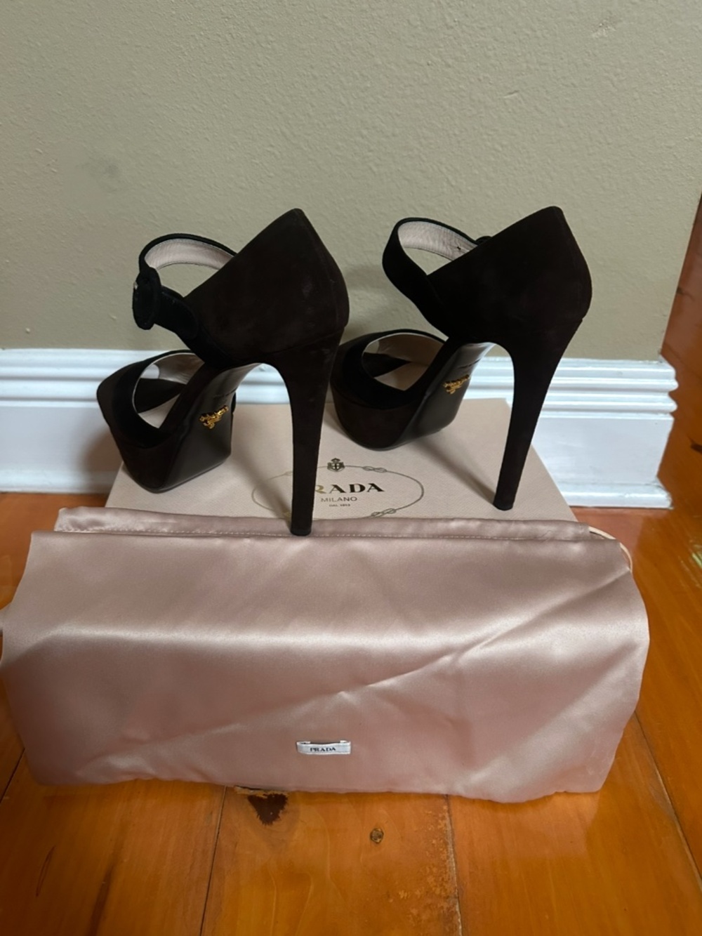 Prada Ankle Strap Platform Heels
